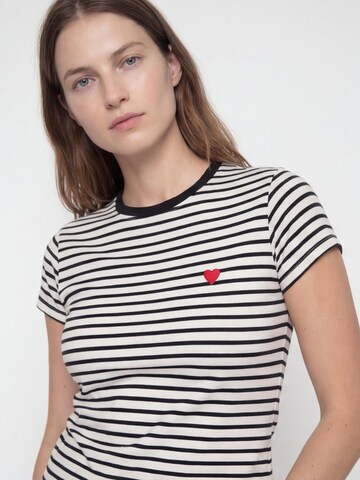 Antargo Shirt 'Women´s Stripes & Heart T-Shirt' in Black