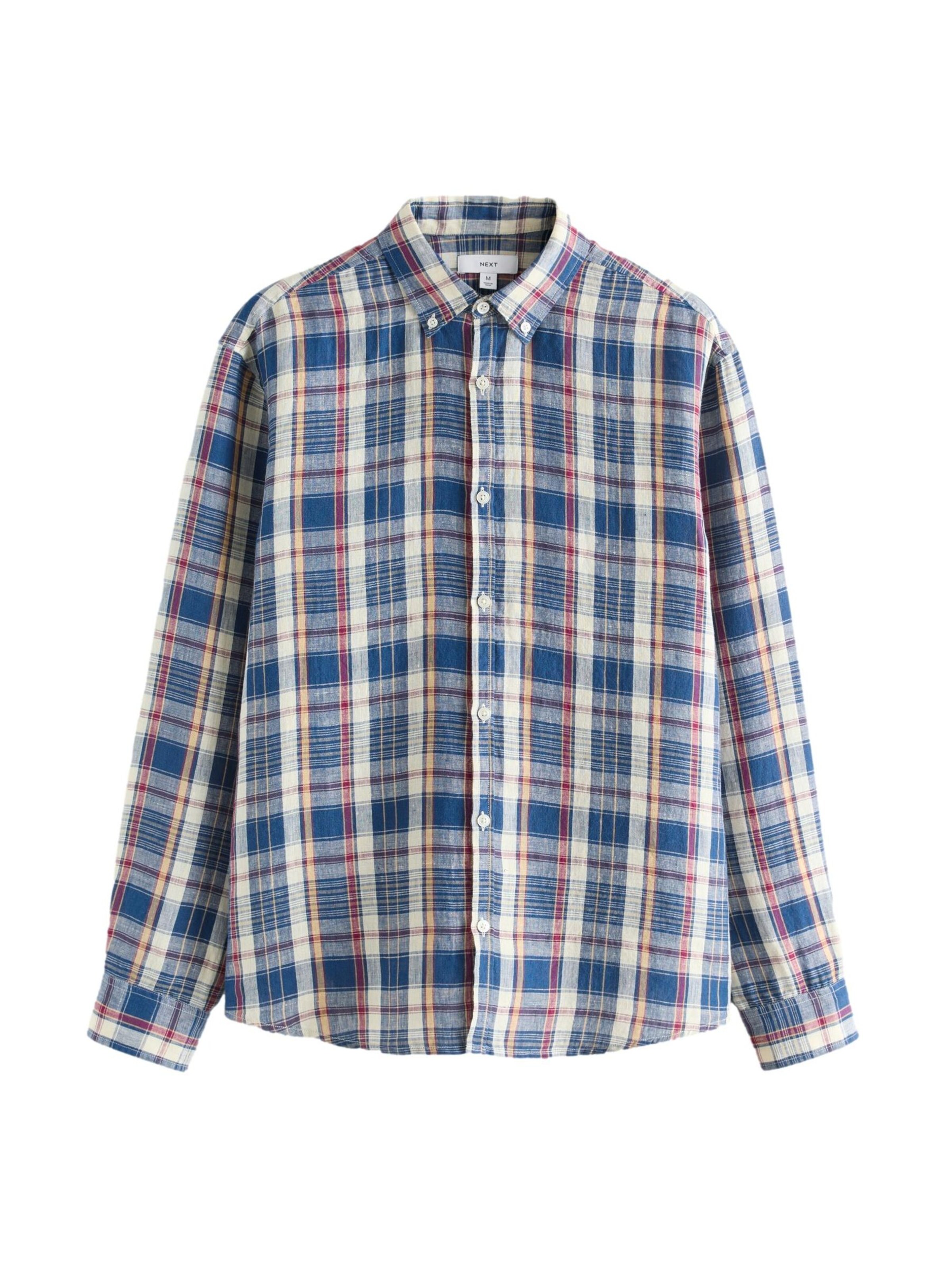 Next Chemise en XS en bleu marine / jaune / lie de vin / blanc, Vue avec produit