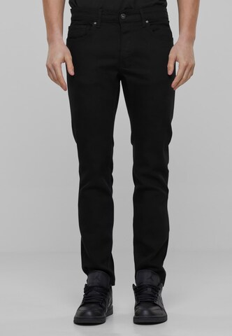 2Y Premium Tapered Jeans in Black: front