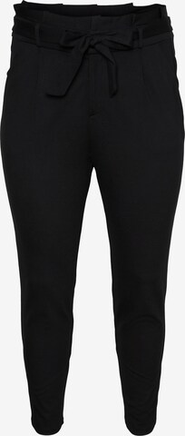 Vero Moda Curve Tapered Bandplooibroek 'Eva' in Zwart: voorkant