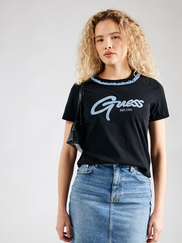 GUESS Μπλουζάκι σε μαύρο: μπροστά