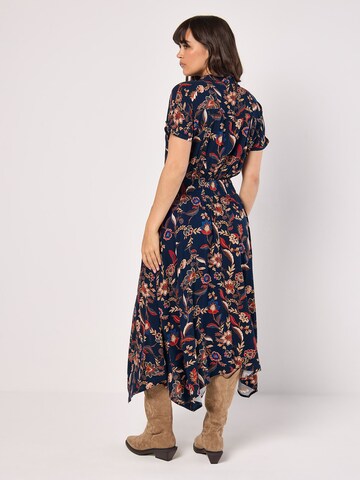 Apricot Sarasa Floral Shirt Midi Dress ' ' in Blau