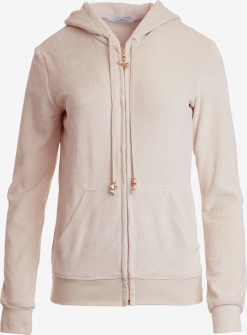 Sugarfree Zip-Up Hoodie in Beige: front