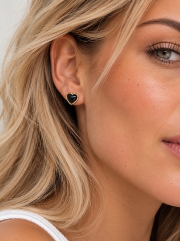 CHIVAL Earrings 'Heart Wrap Black' in Gold