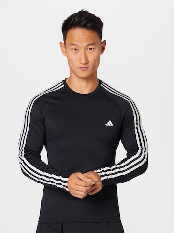 T-Shirt fonctionnel 'Techfit 3-Stripes' ADIDAS PERFORMANCE en noir : devant