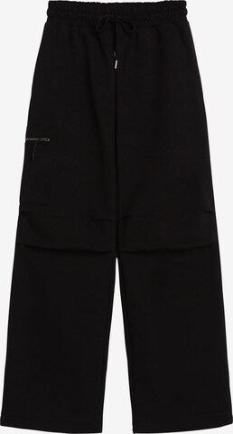 Bershka Lużny krój Spodnie w kolorze czarny: przód