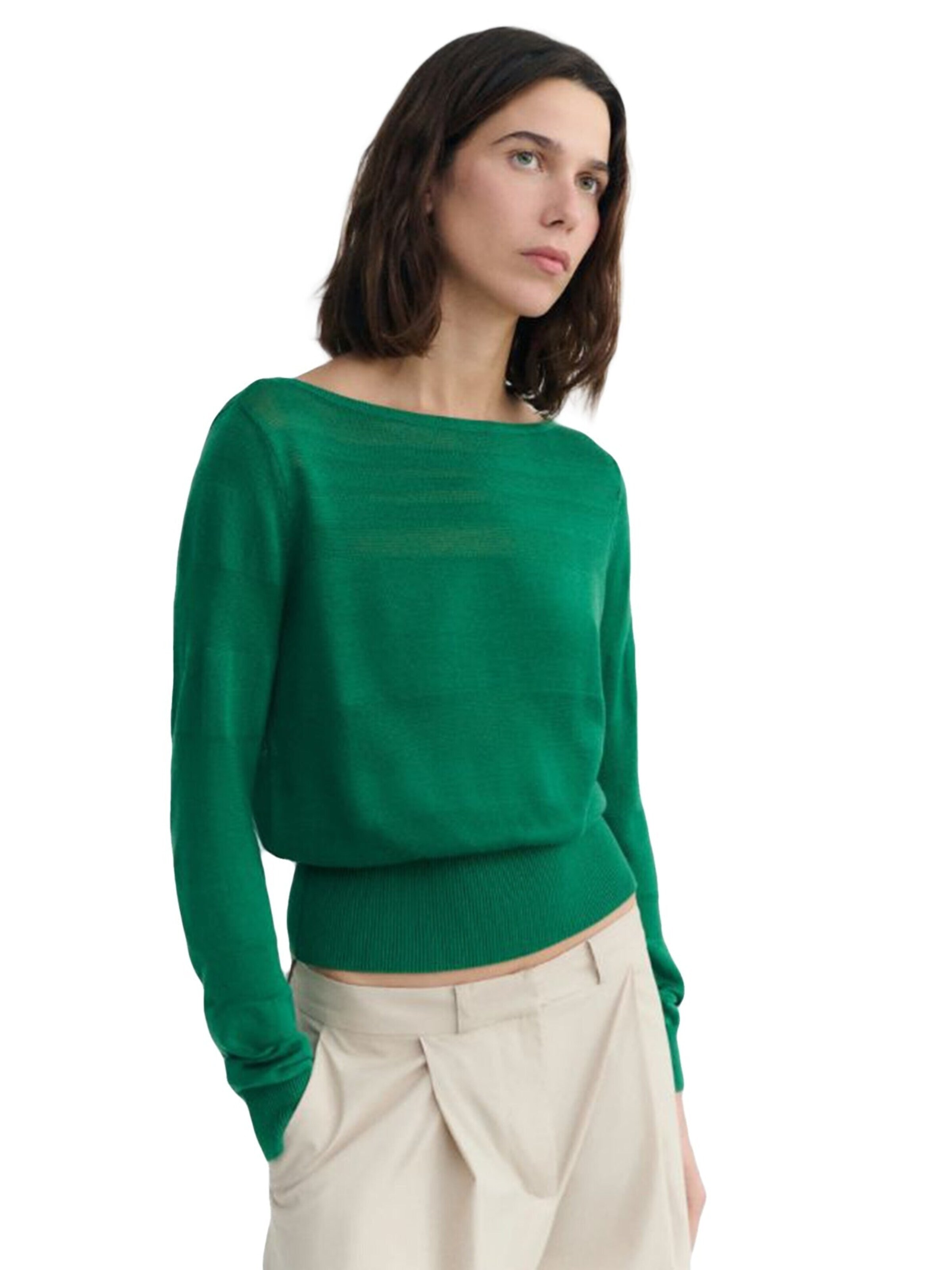 Thinking MU Sweter 'BE SEMI TRANSPARENT KNITTED GREEN' w kolorze zielony: przód