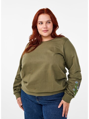 Zizzi Sweatshirt 'ESALVIA' i grøn: forside