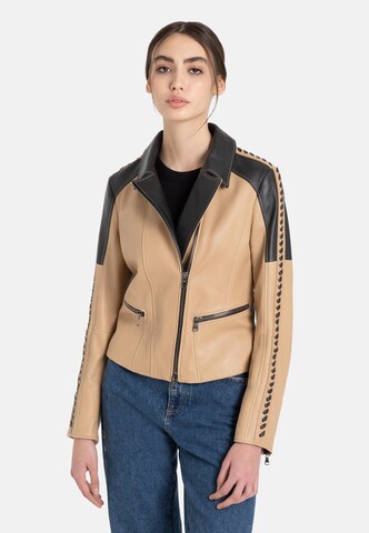 Werner Christ Lederjacke 'Casey K' in Beige: Vorderseite