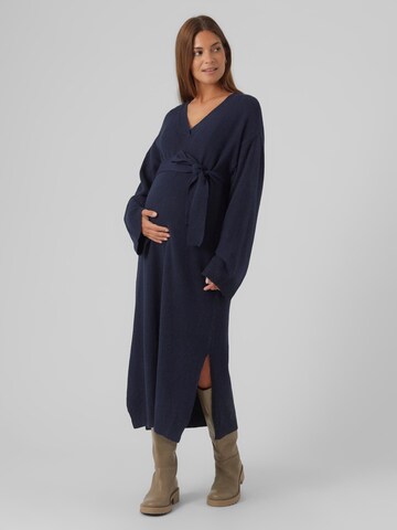 MAMALICIOUS Gebreide jurk 'ANNIE' in Blauw: voorkant