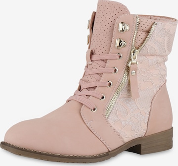 Van Hill Schnürstiefelette ' Paisley ' in Pink: Vorderseite