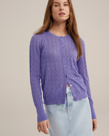 WE Fashion Knit cardigan in Purple: front