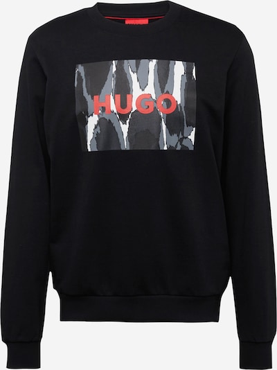 HUGO Sweatshirt 'Duragol' in grau / rot / schwarz / weiß, Produktansicht