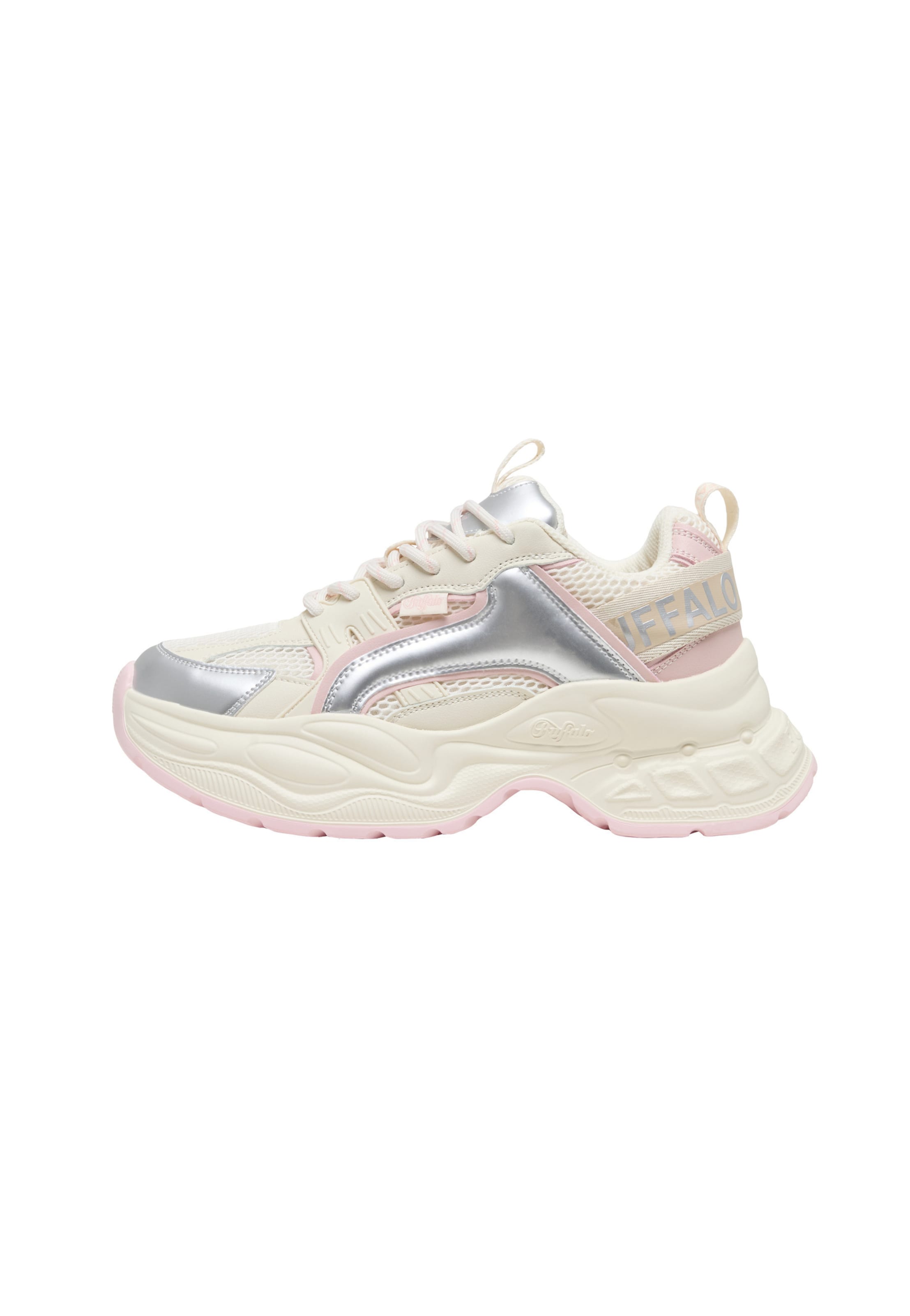 BUFFALO Baskets basses 'Yuno' en rose / argent / blanc, Vue avec produit