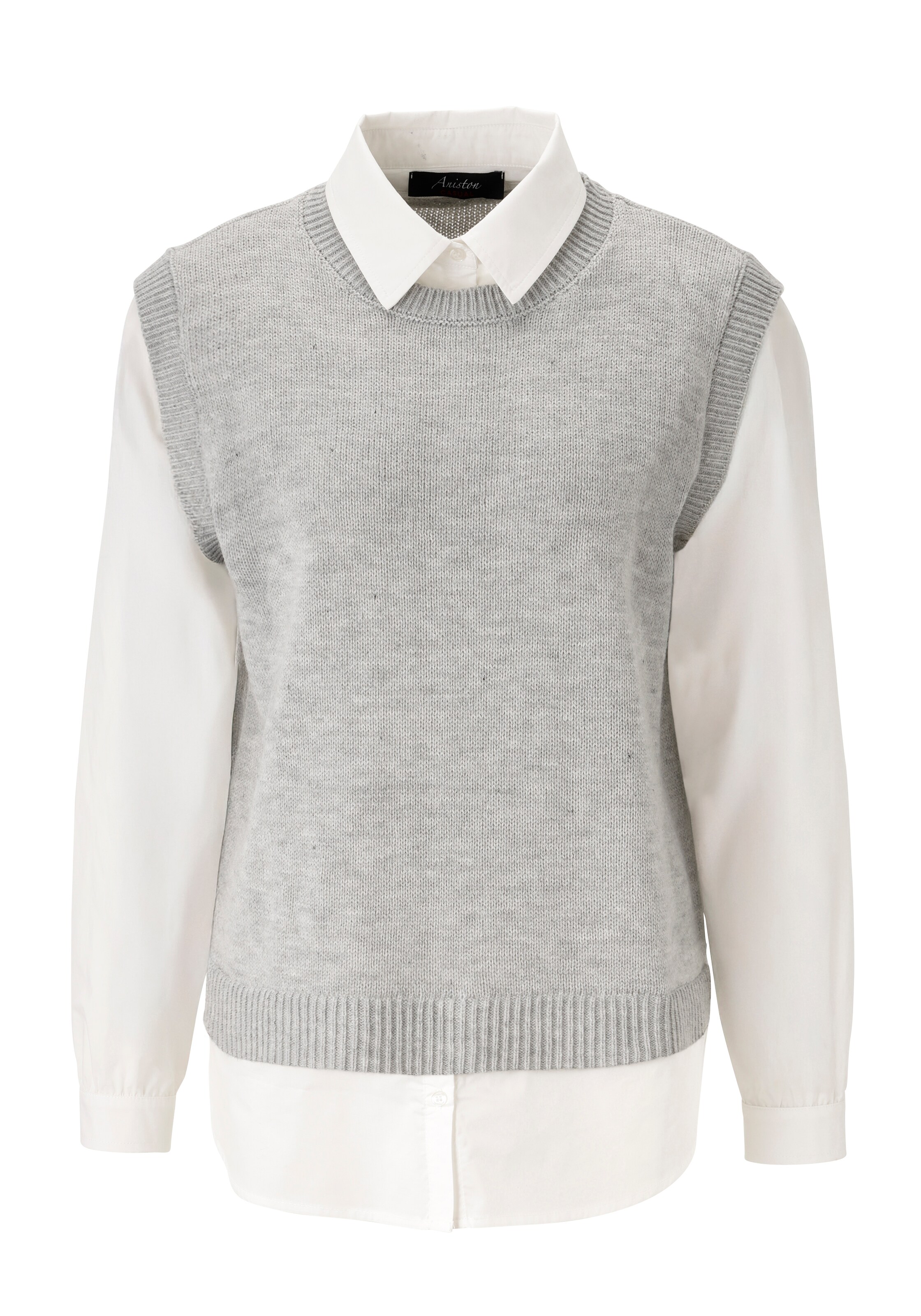 Aniston CASUAL Sweater in mottled grey / White, Item view