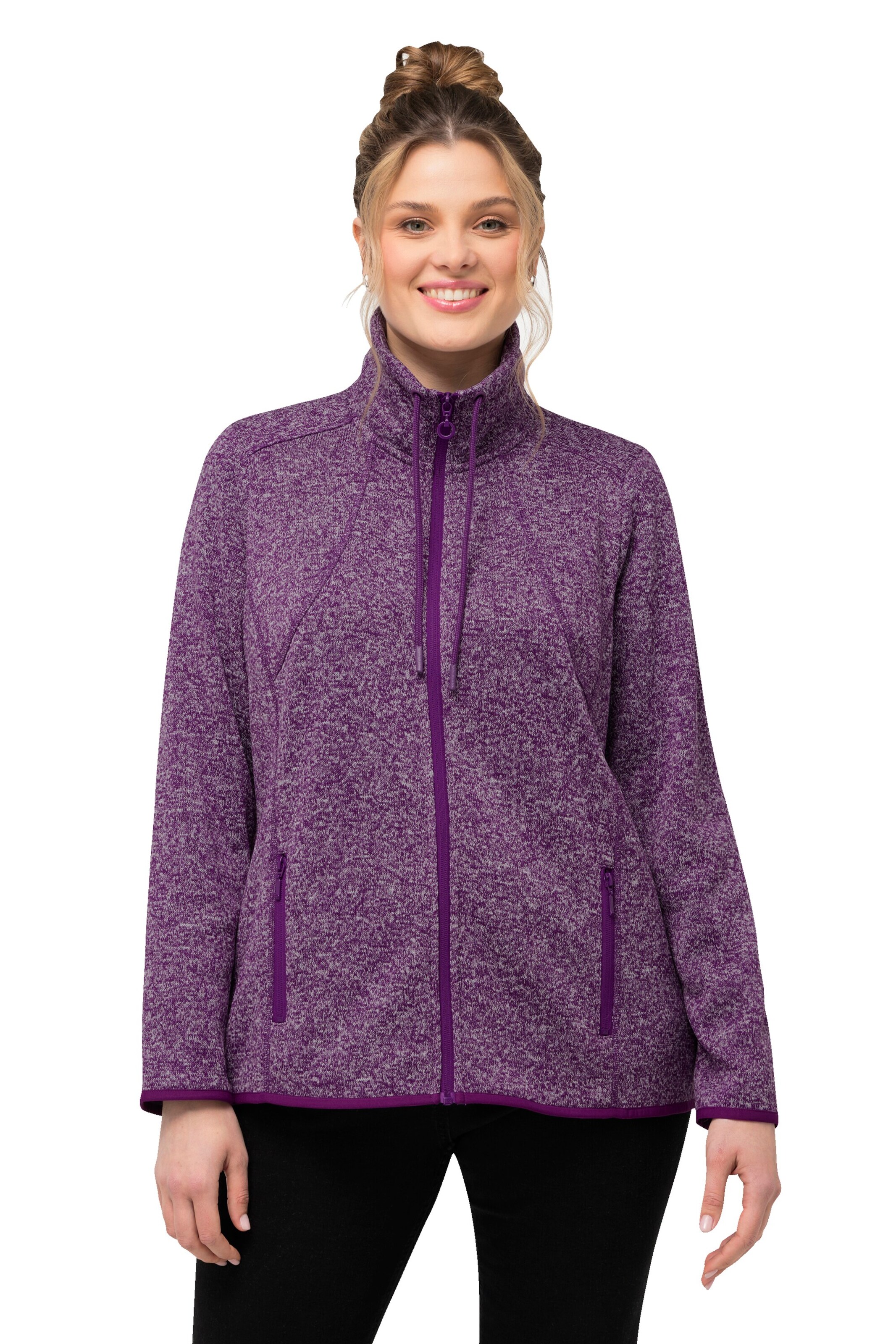 Ulla Popken Fleece jacket in Purple: front