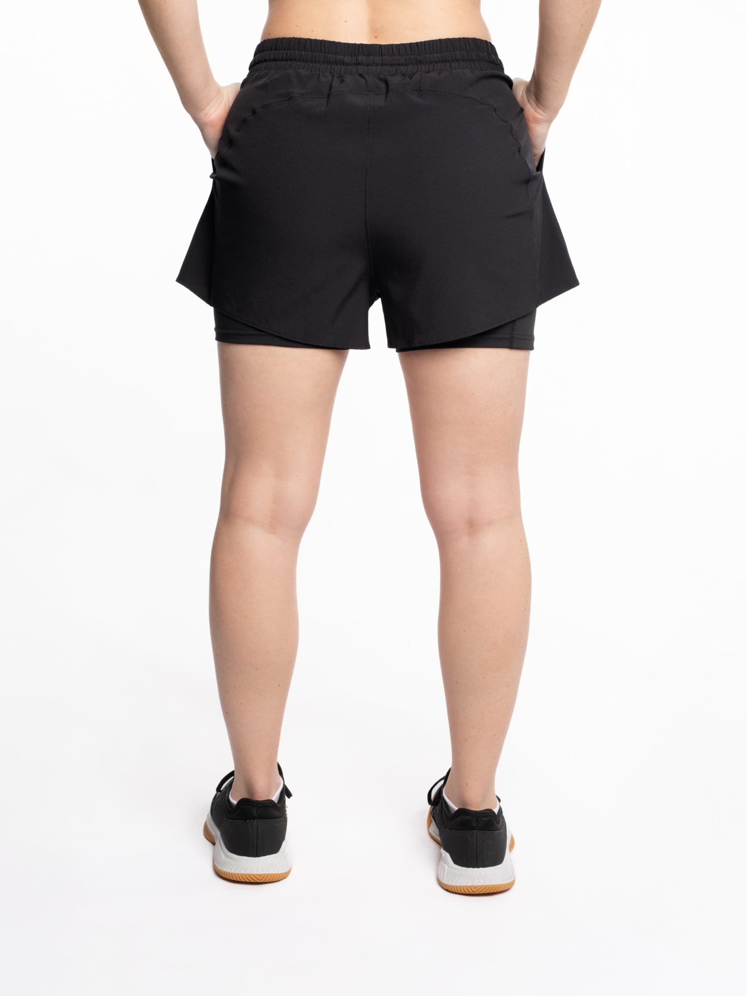 mymotus Regular Sportbroek 'Mymotus® ladies Running Twin Shorts, Jet Black-Black, RW81' in Zwart