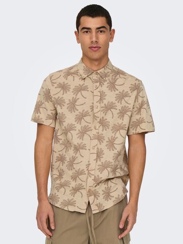 Regular fit Camicia 'ONSMALDINI' di Only & Sons in beige: frontale