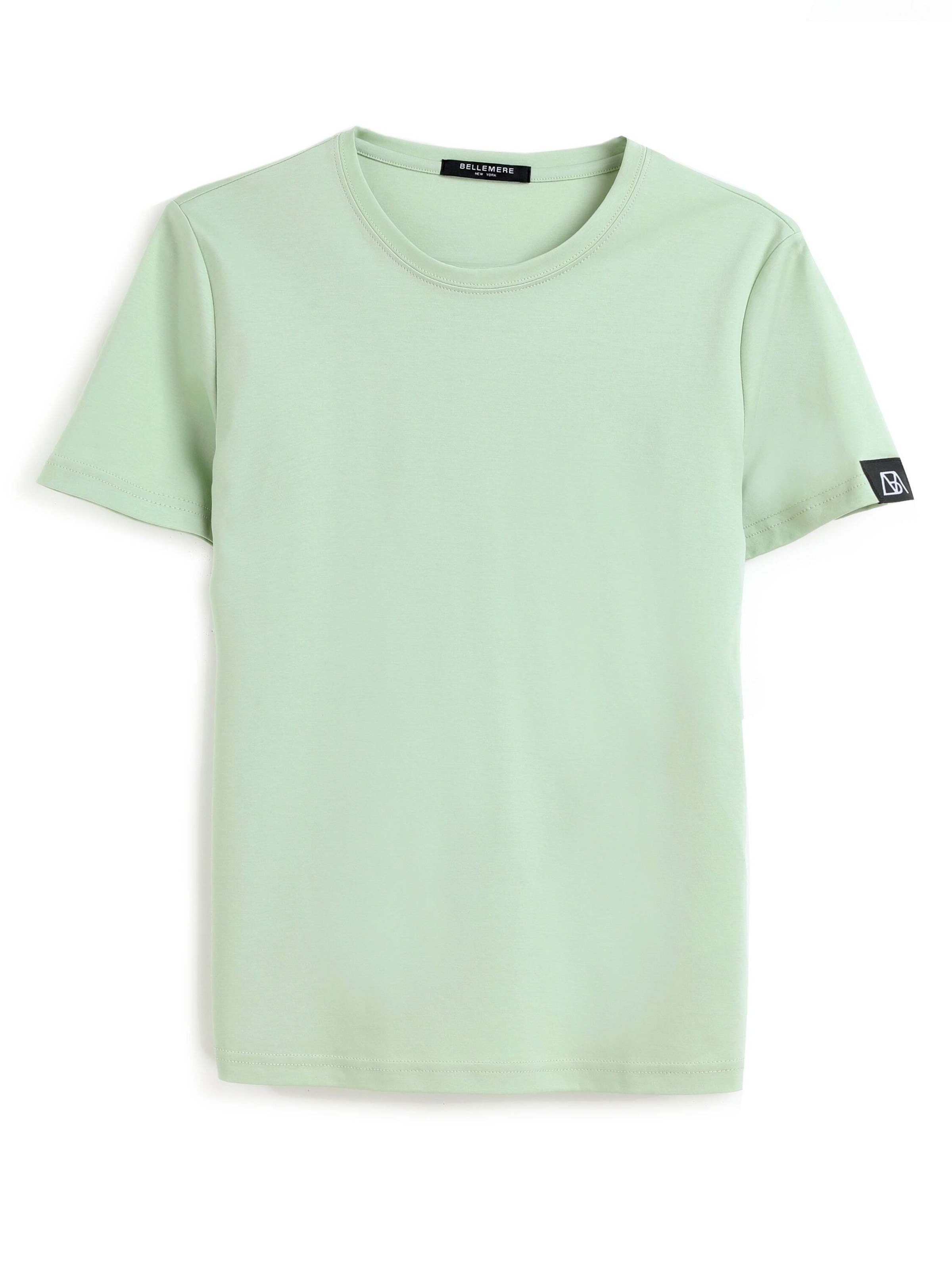 BELLEMERE NEW YORK Shirt 'Herren-T-Shirt aus Baumwolle mit Rundhalsausschnitt, schmale Passform, 185 g' in Green: front