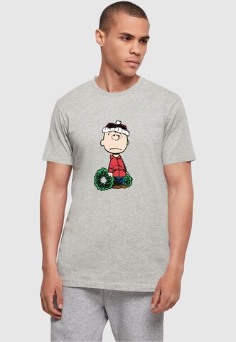 Merchcode T-Shirt 'Peanuts Wreath' in Grau: predná strana