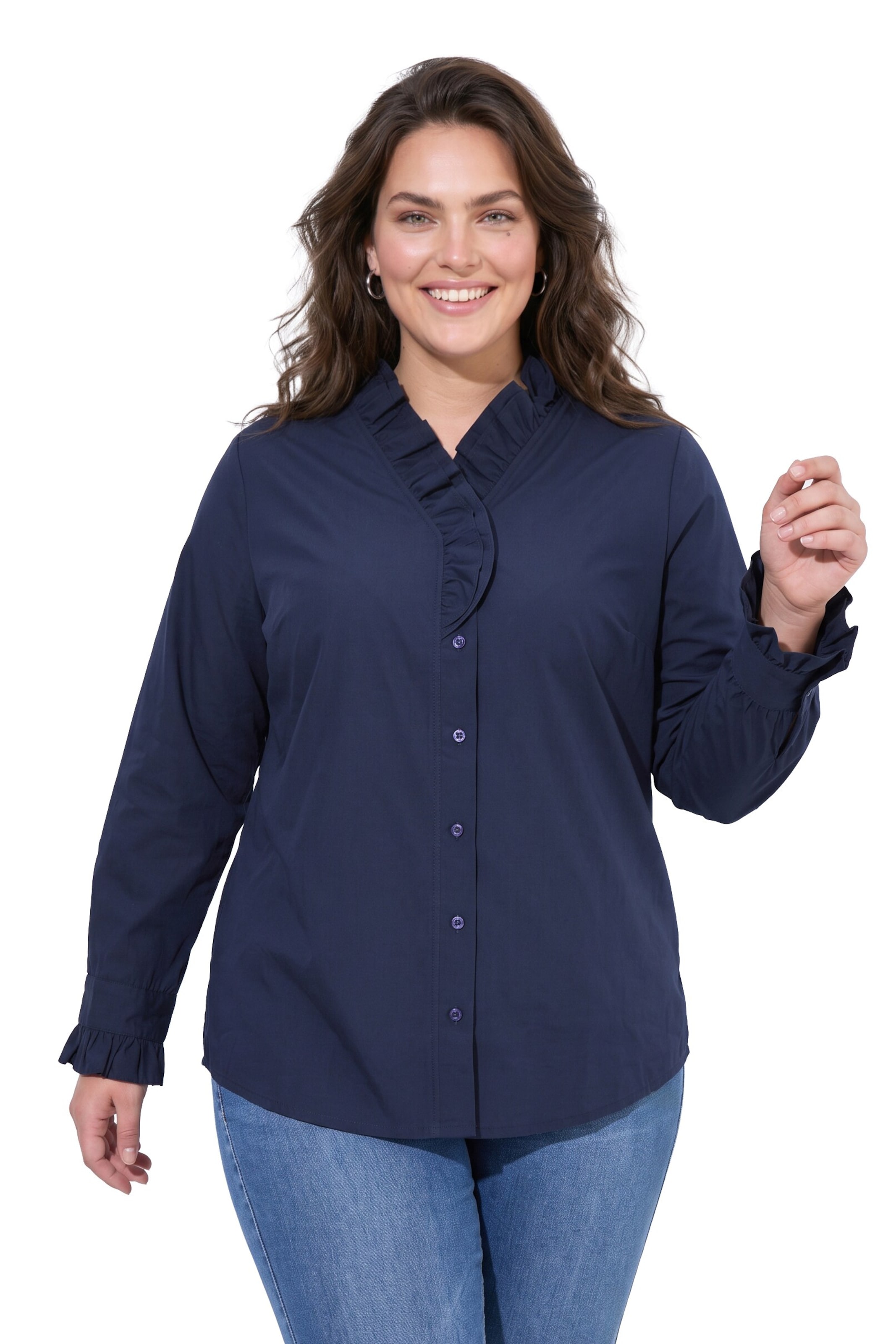 Ulla Popken Blouse in Blauw: voorkant