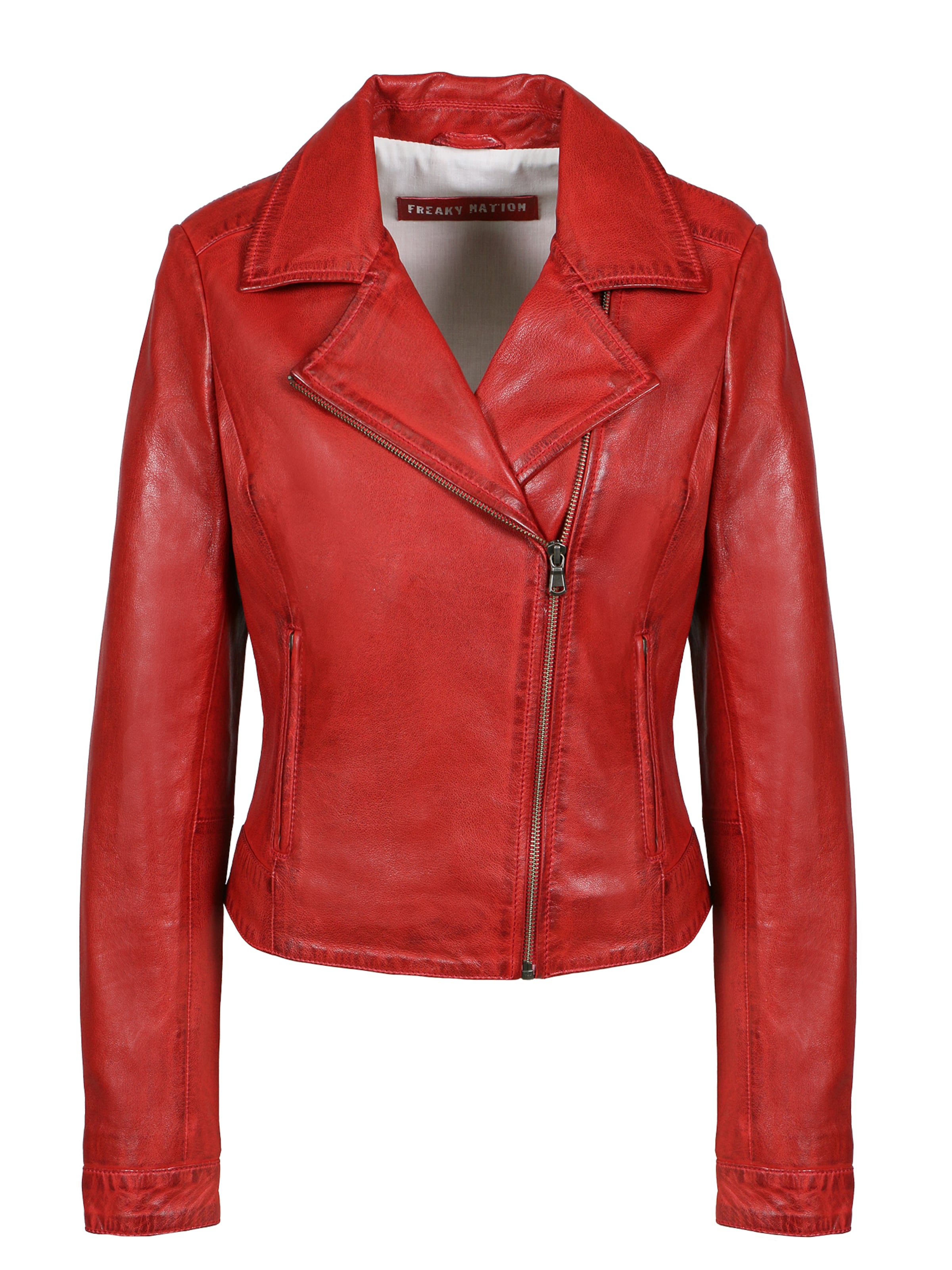 FREAKY NATION Φθινοπωρινό και ανοιξιάτικο μπουφάν 'Runa-FN' σε κόκκινο: μπροστά