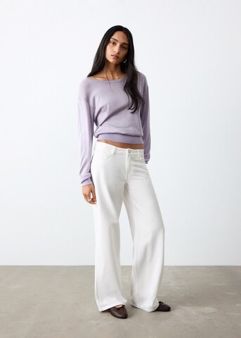 MANGO TEEN Wide leg Jeans 'Scarf' in White