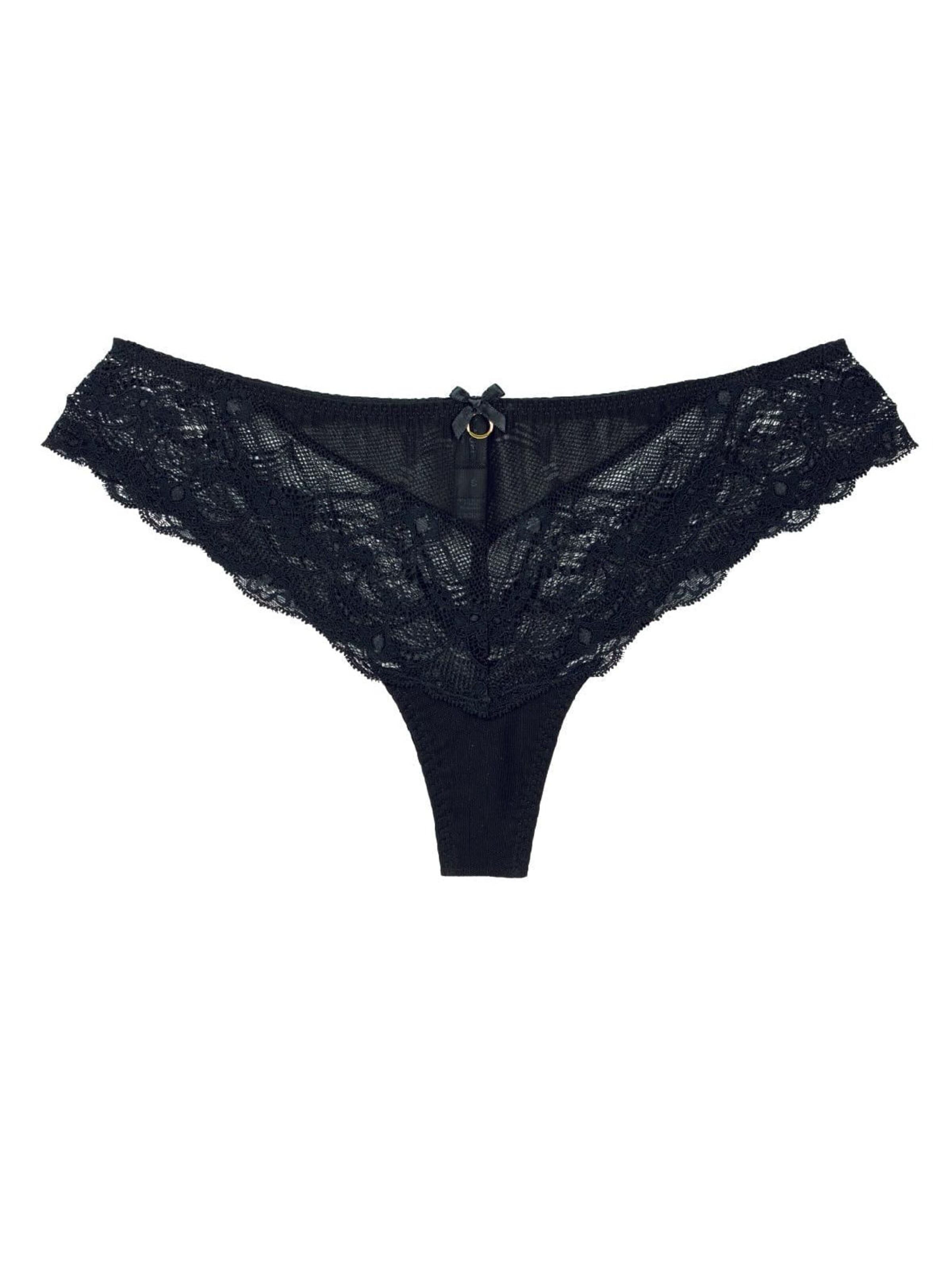 La Muel Lingerie Slip 'Brazilian Slip soft lace' in Zwart: voorkant