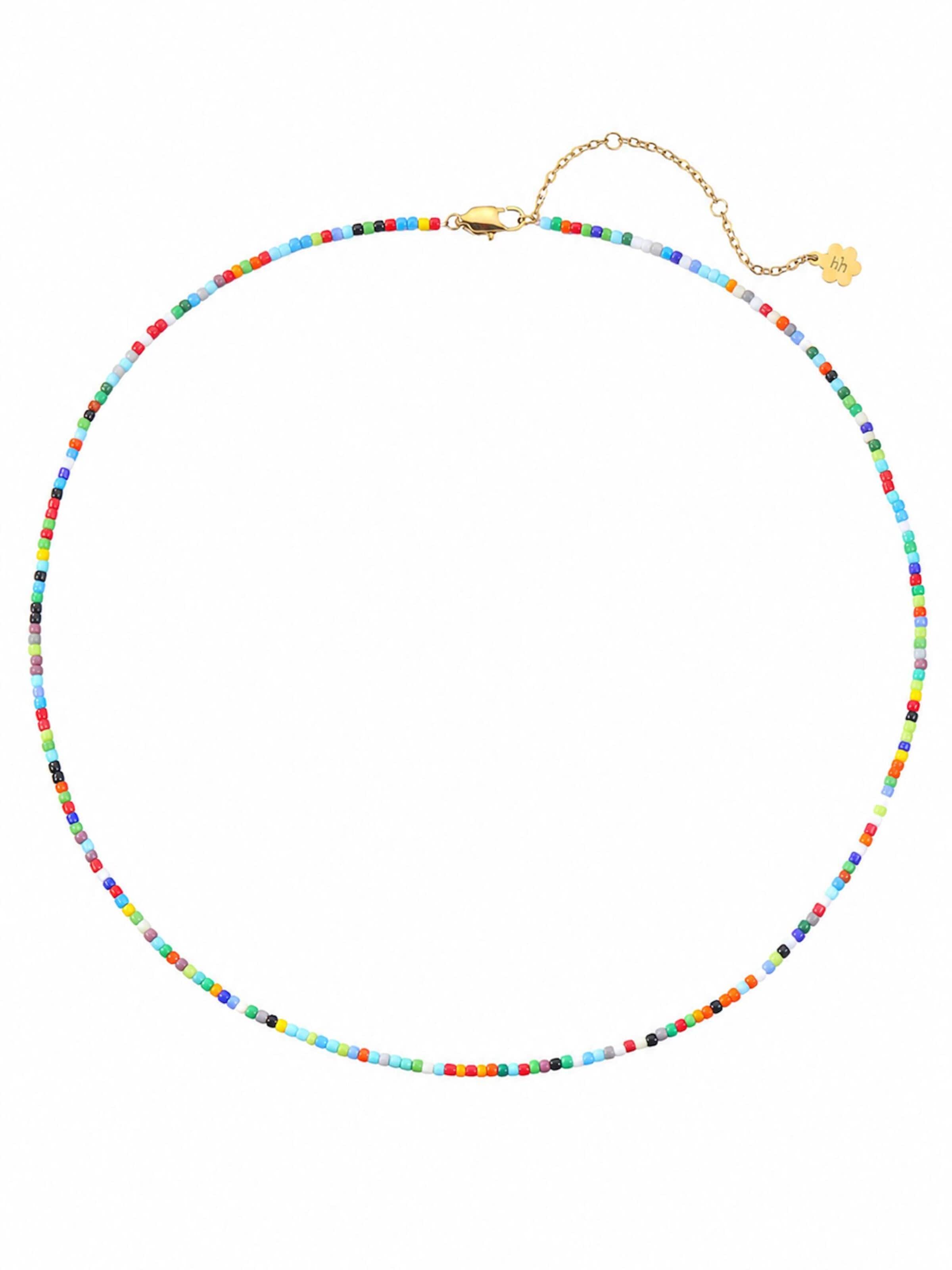 Hey Happiness - Cadena 'Multicolor Bead' en oro: frente