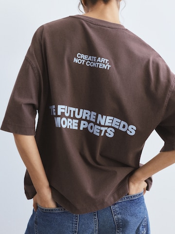 Pull&Bear Свободна дамска риза в кафяво