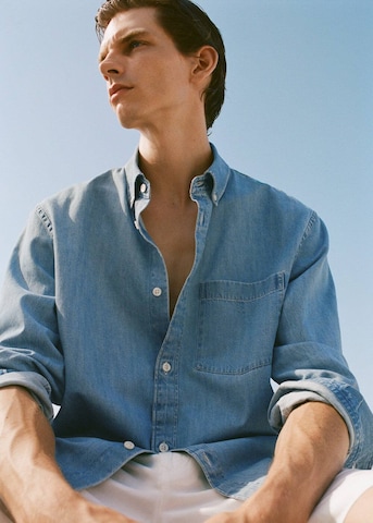 MANGO MAN Regular Fit Hemd 'Marzio' in Blau