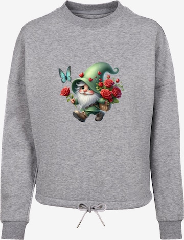 Sweat-shirt 'Gnom Frühling Blumen Schmetterling' F4NT4STIC en gris : devant