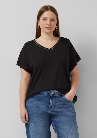 Sweat-shirt QS en noir : devant