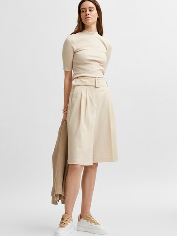 SELECTED FEMME Wide Leg Bukser med lægfolder 'SLFLUISA-RITA' i beige