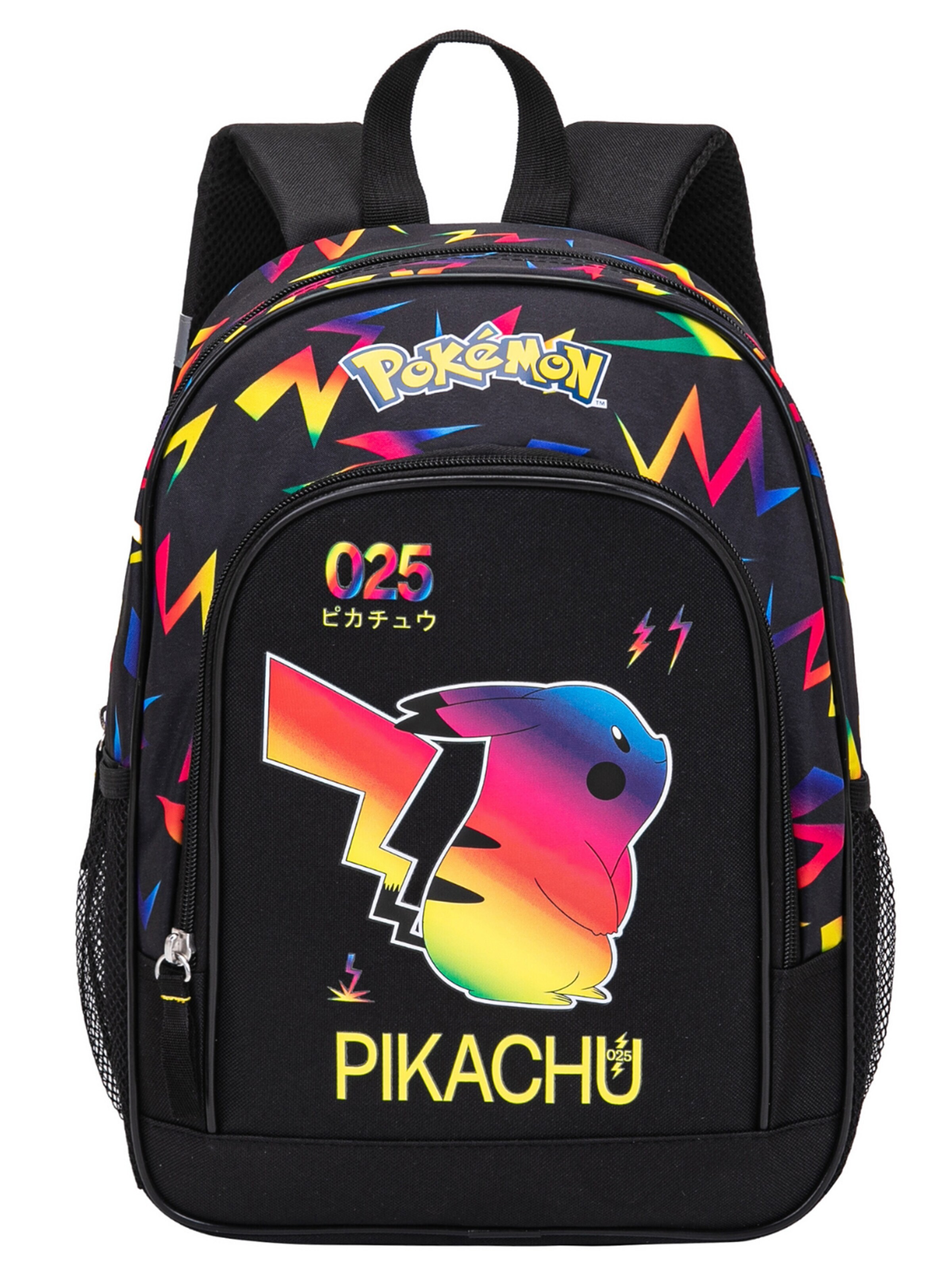 Pokémon Rugzak 'Pokémon Backpack Kids Black – Boys Girls School Bag with Pikachu Design and Front Pocket' in Zwart: voorkant