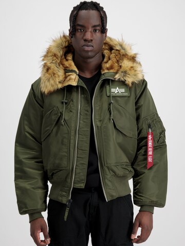 ALPHA INDUSTRIES Winter Jacket '45/P Hooded Custom' in Green