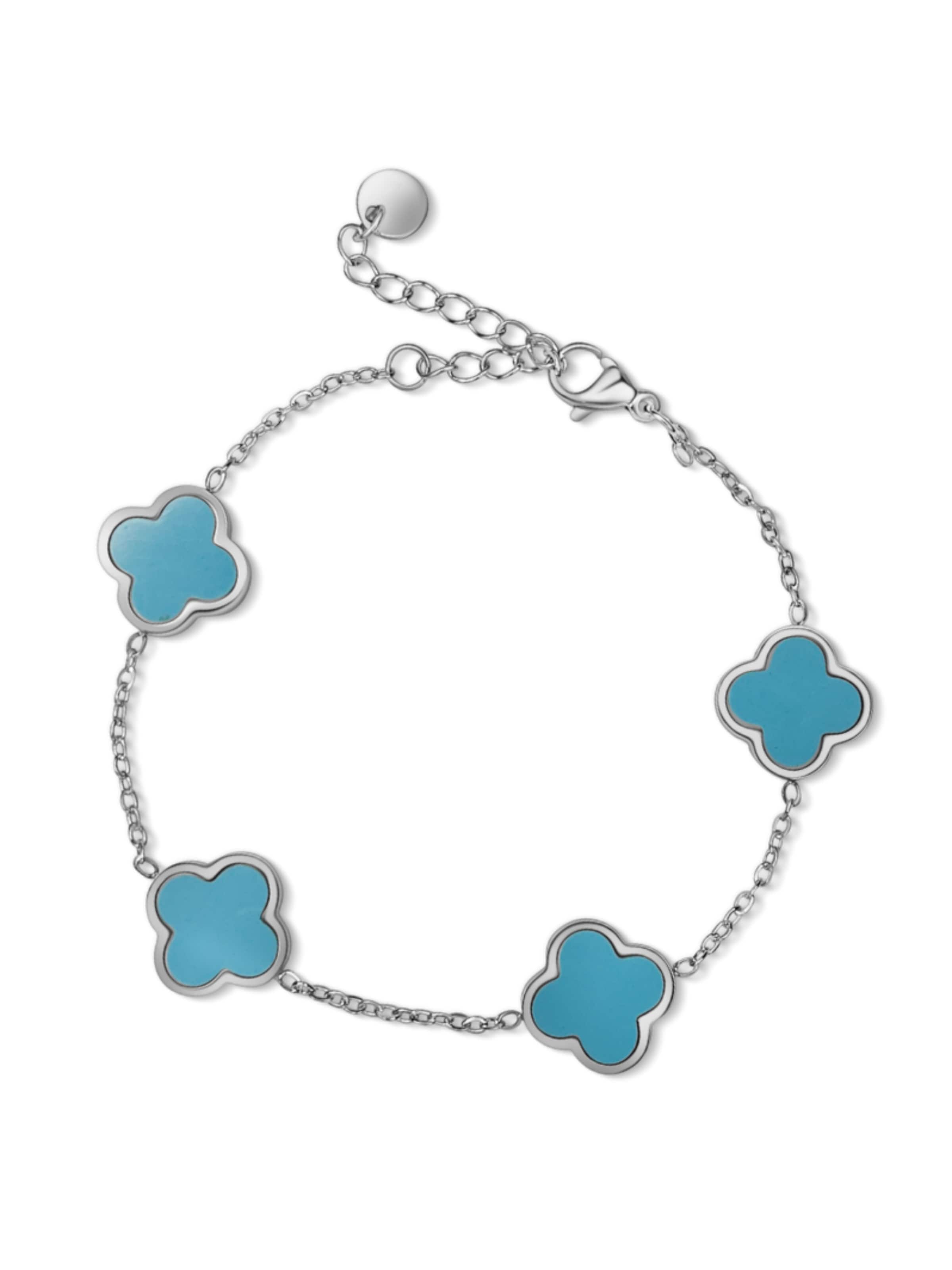 Pure Schmuck Bracelet 'Clover Ice Blue' in Silver: front