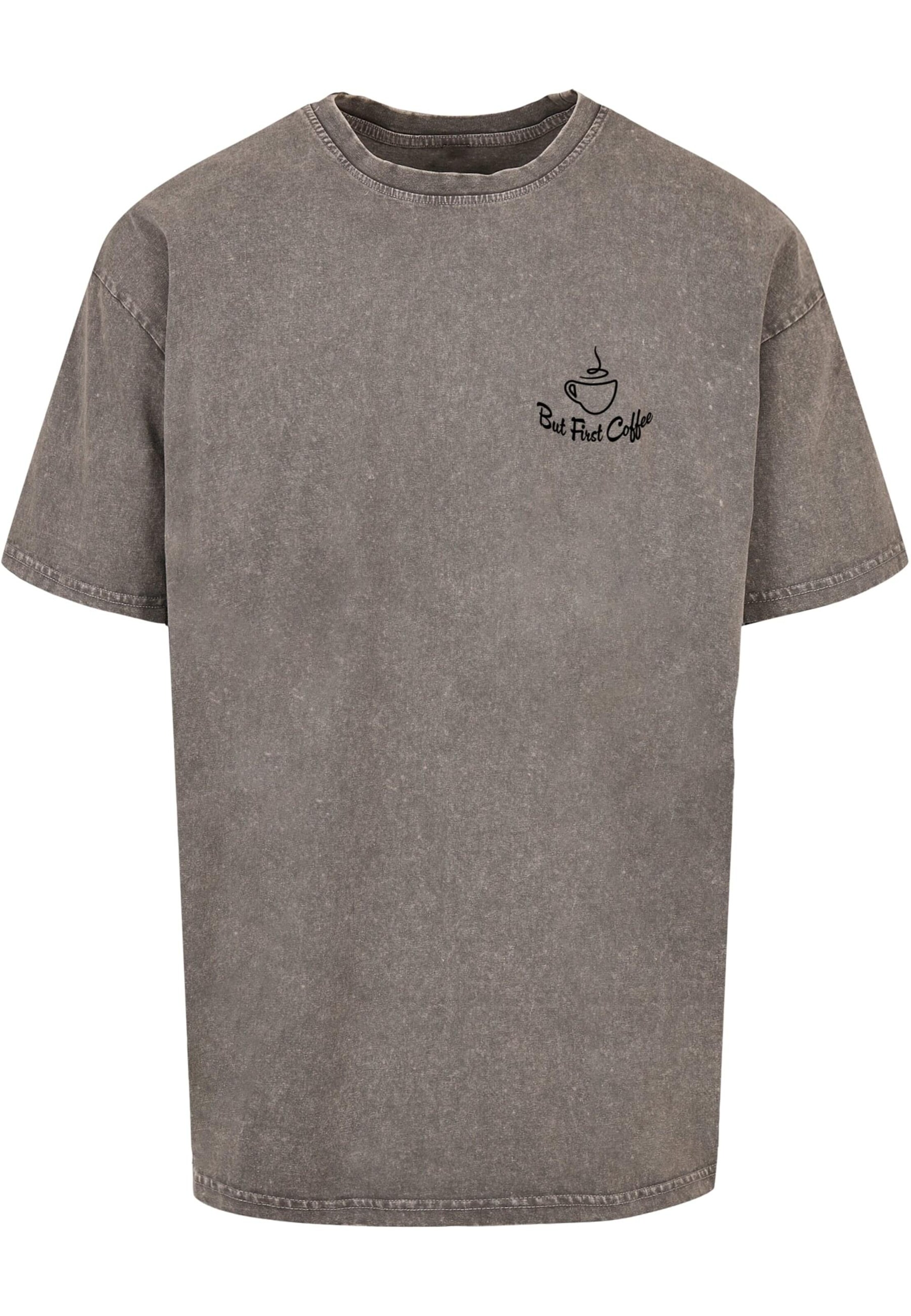Merchcode Shirt 'But First Coffee' in Grey: front