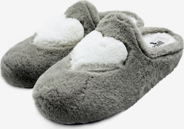 thies Pantolette 'thies 1856 ® Rec Heart Slipper Love' in Grau: Vorderseite