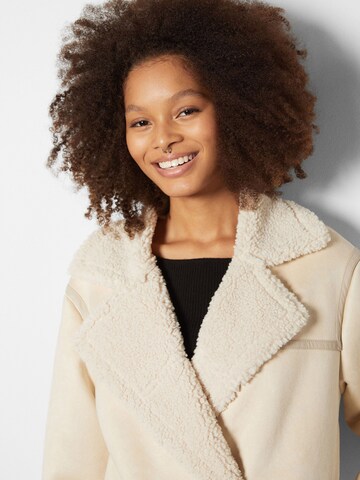 Bershka Winter Coat in Beige