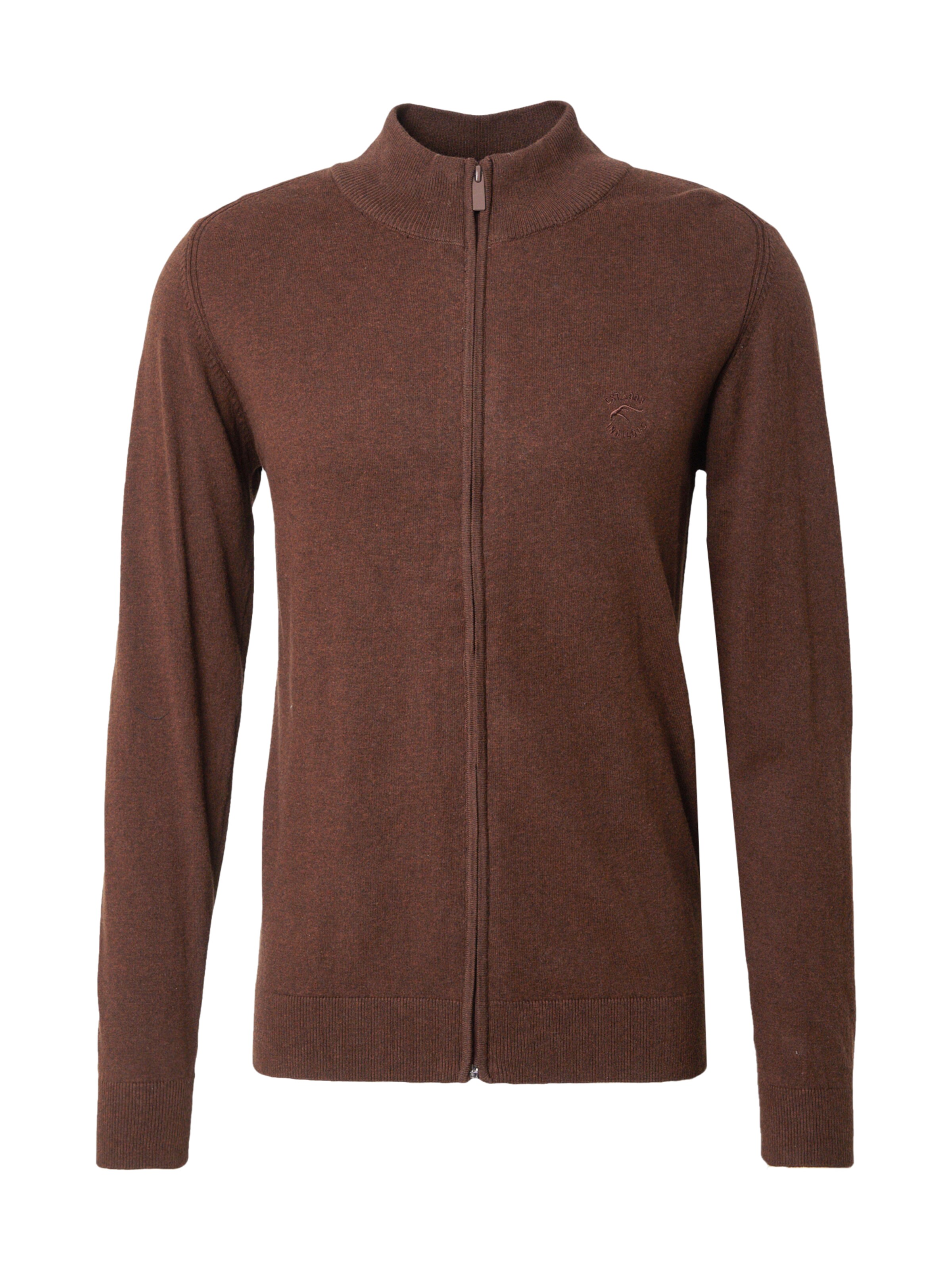 INDICODE JEANS Knit Cardigan 'Tinos' in Brown: front
