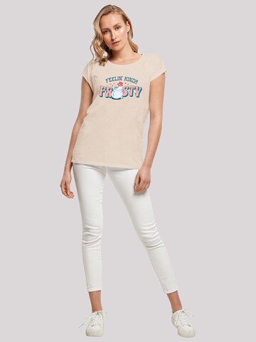 T-shirt 'Feelin Kinda Frosty Snowman' F4NT4STIC en beige