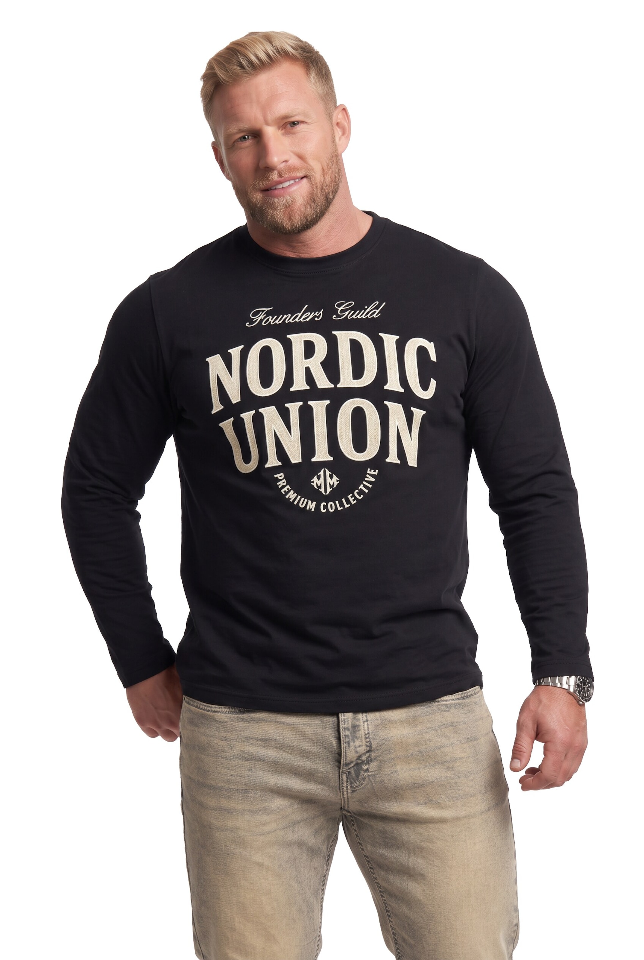 Men Plus Shirt in Black: front