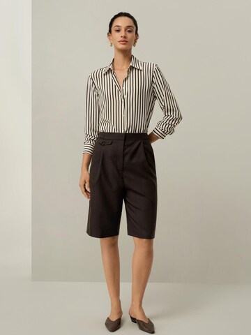 Lilysilk Blouse 'Gestreiftes Seidenbluse' in Beige