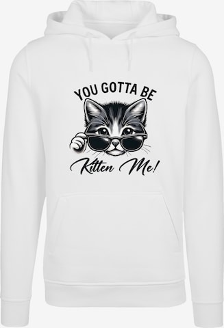 Sweat-shirt 'Kätzchen You Gotta Be Kitten Me!' F4NT4STIC en blanc : devant