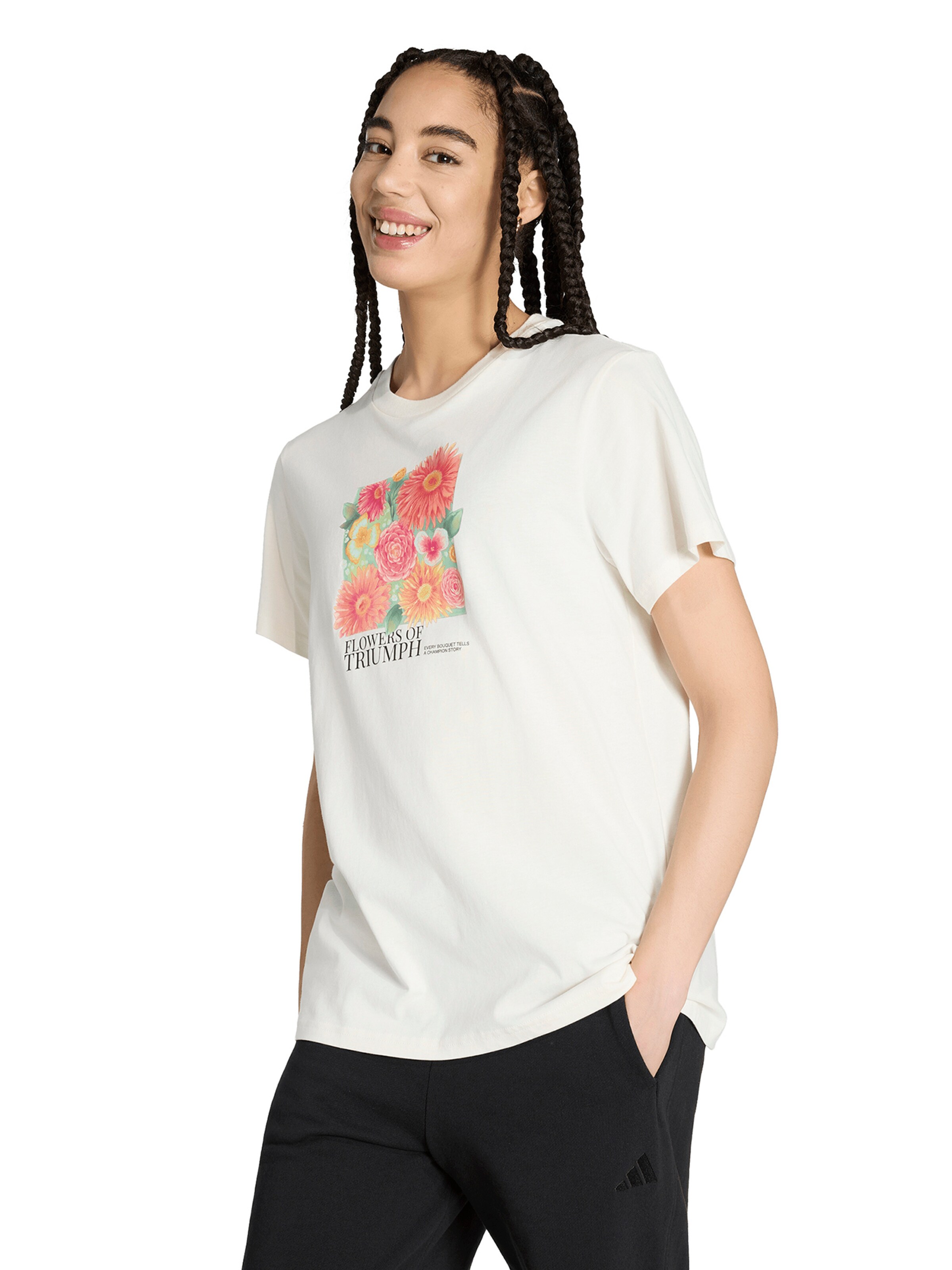 ADIDAS SPORTSWEAR - Camiseta funcional 'Floral' en blanco: frente