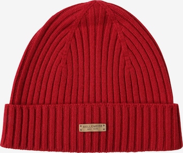 BELLEMERE NEW YORK Beanie 'Flach gerippte Strickmütze aus Merinowolle' in Red: front