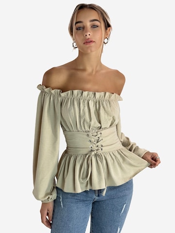 Elara Bluse in Beige: Vorderseite