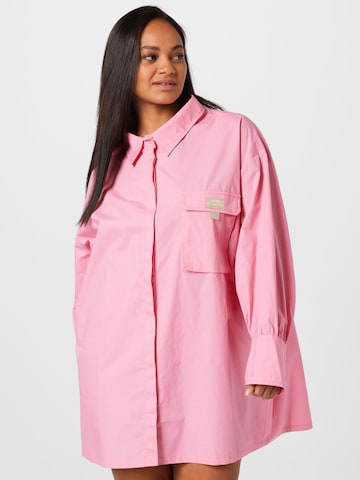 Public Desire Curve Shirt Dress in Pink: front