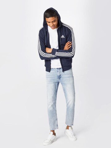 ADIDAS SPORTSWEAR Skinny Sportsweatvest 'Essentials French Terry 3-Stripes ' in Blauw